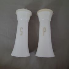 Vtg Tupperware Hourglass Salt & Pepper Shakers  White with Gold Letters  picture