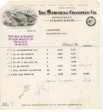 1925 Twitchell-Champlin Co. Wholesale Grocers Invoice Portland ME to North Strat picture