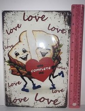 Valentine Anthropomorphic Sandwich Vintage Style Tin Sign Decor Valentine’s Day picture