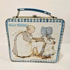 Holly Hobbie Aladdin Industries 1979 Metal Lunchbox Blue Handle picture