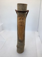 Hand Carved Wood Spirit Woodland Whimsy Folk Art Sculpture 7-1/2 “  Vintage picture