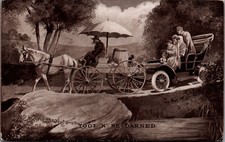 1909 Yellowstone Park Toot 'N' Be Darned Humorous Auto Horse Postcard Sheahan picture
