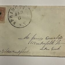 1860s Springville, New York Antique Envelope & 3c Washington Stamp to NYC picture