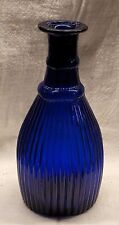 1830s EAPG COBALT BOSTON SANDWICH GLASS RIBBED TOILET WATER BOTTLE PONTILED  picture