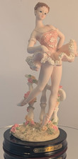 Vintage Dancing Porcelin Ballerina by Masa Collection on Wood stand picture