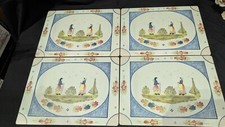 HB Henriot Quimper Lady Clare Ltd Placemat Set of 4 Coasters Blue Felt England picture