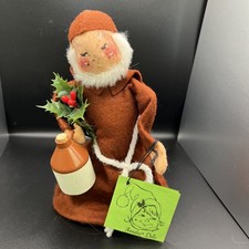 Vintage 1969 Annalee Mobilitee Monk Friar with Jug, Holly & Bird 7” picture