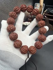 24x27x23mm Chinese Small Walnut Handheld Collection 纯野生小秋子红皮粗筋京八棱麻花纹手持（盘玩了两年） picture