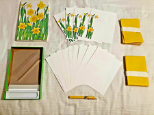 Eaton Stationary Set Daffodils Sheaffer Pen VINTAGE 1982 IOB picture