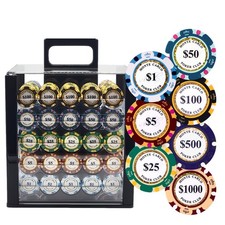 MRC POKER 1000PCS 14G MONTE CARLO POKER CLUB POKER CHIPS SET WITH ACRYLIC CASE picture