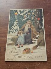 Antique Santa Purple Robe Christmas Postcard Postmark 1909 HTL Hold To Light  picture