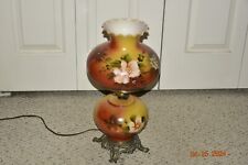 Vintage GWTW Floral Hurricane Lamp Handpainted picture