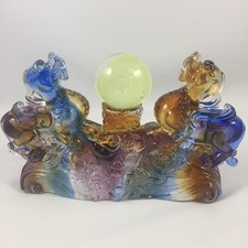 Liuli Crystal Glass Brave Troops Pixiu w/crystal ball– Feng Shui Wealth Ornament picture