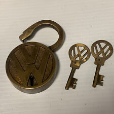 Volkswagen Padlock Lock Key Solid Brass Patina VW 2 Keys SAME DAY SHIPPING picture