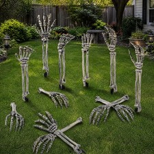 6 Pairs Skeleton Hand Yard Stakes – Halloween Skeleton Arm Outdoor Decor picture