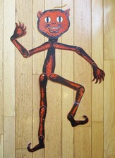 Vintage Halloween Jointed Diecut Smiling Skairo Cat/Bug Beistle HTF As Found picture
