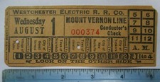 1906 Westchester Electric Railroad Mt Vernon New York NY Trolley Transfer Ticket picture