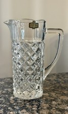 Vintage-MCM Kristal Zaječar Lead Crystal Diamond Cut Pattern Pitcher-Collectible picture