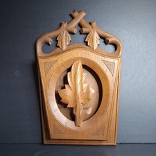 Vintage Black Forest-Style Handcarved Wooden Wall Pocket 15
