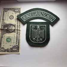 Pair UNCUT West German BGS Bundesgrenzschutz Border Guard Insignia Patch Set NOS picture