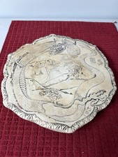 Chinese-style carved top of a column, carvings W/a Dragon motif & Chinese Themed picture