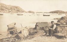 Old Man Boats Monhegan Island Maine ME Shore 1921 Real Photo RPPC picture