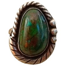 Amazing Vintage Navajo Green Royston Turquoise Sterling Silver Ringsz7.90 picture