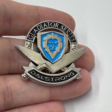 Dalstrong Gladiator Series Lion Shield Knives Logo Lapel Pin Silver Blue picture
