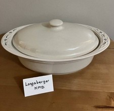 LONGABERGER POTTERY WOVEN TRADITIONS CLASSIC BLUE 3 QT COVERED CASSEROLE DISH picture