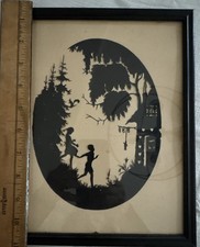 Antique Silhouette, Hansel and Gretel, One Piece Hand Cut In Germany picture