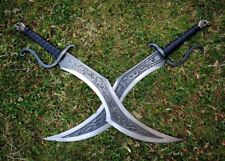 WILD CUSTOM HANDMADE 26 INCHES LONG HIGH STANDARD STEEL HUNTING PERFECT 2 SWORDS picture