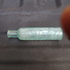 Antique Mrs Winslow's Soothing Syrup Aqua Glass Baby Morphine Medicine Bottle picture