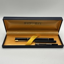 Waterman Ideal Fountain Pen Red & Black Striped F Nib With Case picture