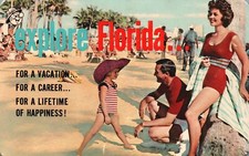 Vintage Postcard Summer Vacation At The Beach Exploring Florida Beach Bathing picture