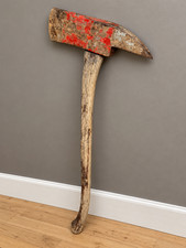 Firefighter Pick Head Fire Axe with Wooden Handle Vintage Firefighting Tool picture