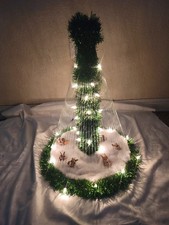 Vntg Table Top Fishing Line Christmas Tree Honemade 19