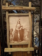 Little Big Man Oglala Sioux Native American Portrait Rustic Log Wood Frame 22