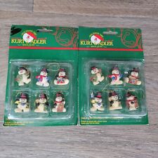 Vintage Kurt S Alder Mini Snowman Christmas Ornament Lot of 12 Two Boxes 1 inch picture