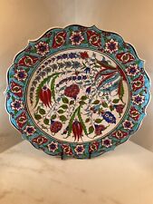 12 Inch Turkish Iznik Ceramic Plate with Tulips and Flowers - Wall Hanging Plate picture