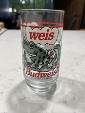 Budweiser King of Beers Frog & Lilies 16oz Glass Tumbler 1995 Anheuser Busch VTG picture