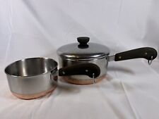 VTG Pre-1968 3 pc Set Revere Ware Copper Bottom 5.5 & 7’’ Saucepans 1 Lid picture