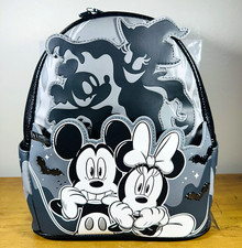 Loungefly Disney Mickey & Minnie Mouse Glow in the Dark Mini Backpack Black/Gray picture