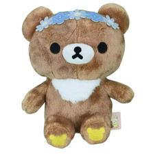Rilakkuma Plush Bear San-X Chairoikoguma Flower Wreath 10x14 Japan 2023 NEW picture