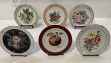 Hand Painted Decorative Plates: Fruit And Flowers (Lot Of 6)- Signed By Artist picture