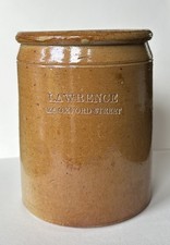 Rare Antique Early Salt Glaze London shop pot C1830s-40s LAWRENCE OXFORD STREET picture