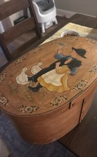 Vintage Hand-Painted Wooden Box with Folk Art Design picture