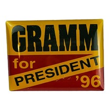 Vintage Phil Gramm For President 1996 Lapel Hat Pin Republican Primary Candidate picture
