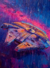 Millennium Falcon Star Wars Limited Edition Artist Signed Art Trading Card /30 picture