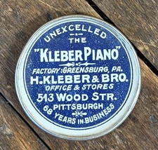 ANTIQUE C. 1914 KLEBER PIANO POCKET MIRROR SIGN OFFICE MUSIC STORE PITTSBURGH PA picture
