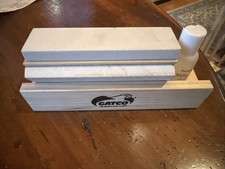 Gatco Arkansas Tri Hone Wooden Base Knife Sharpening Stone Kit 8T001 picture